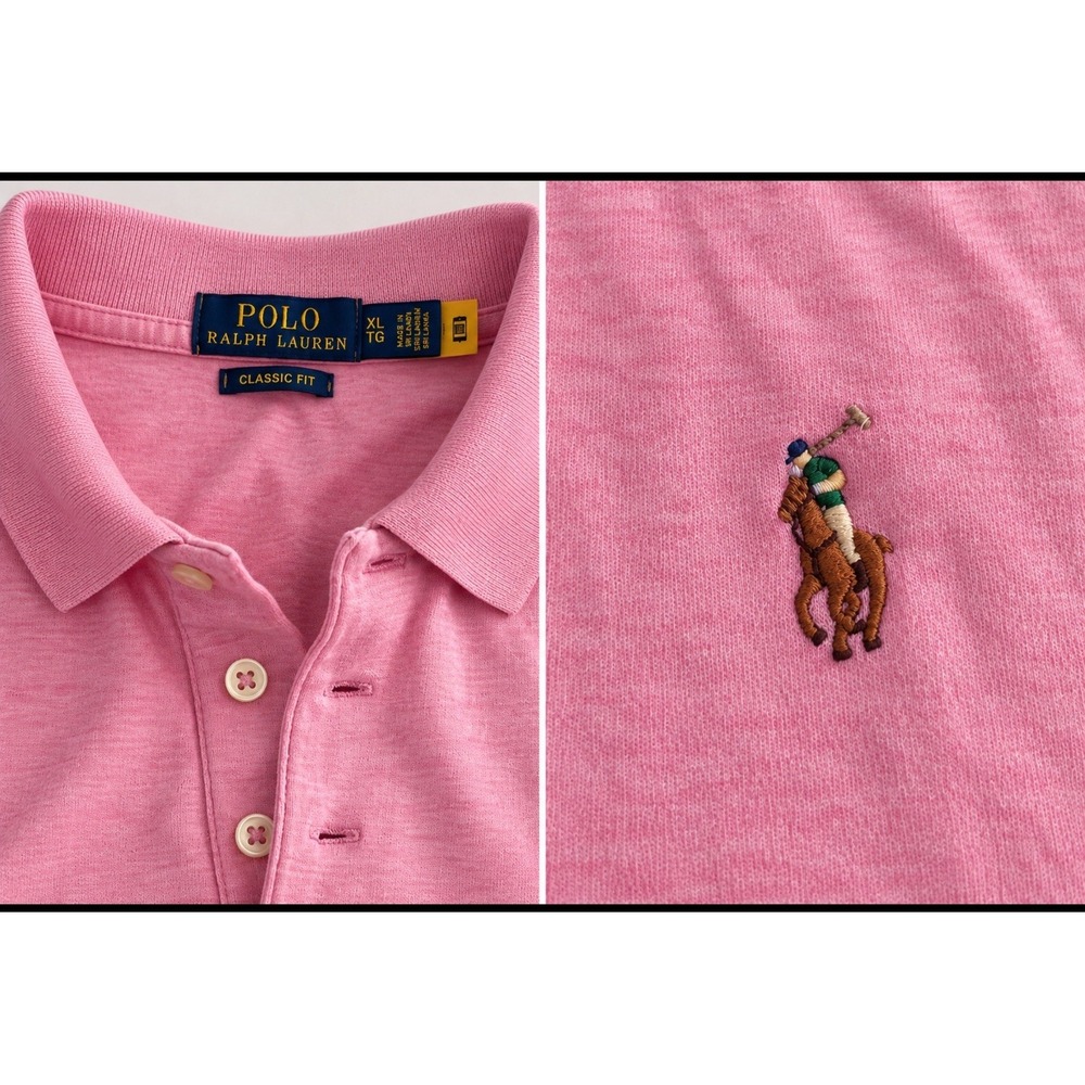 Ralph Lauren XL TG Shirt Mens Pink Cotton Collared Polo Golf Colored Pony Logo